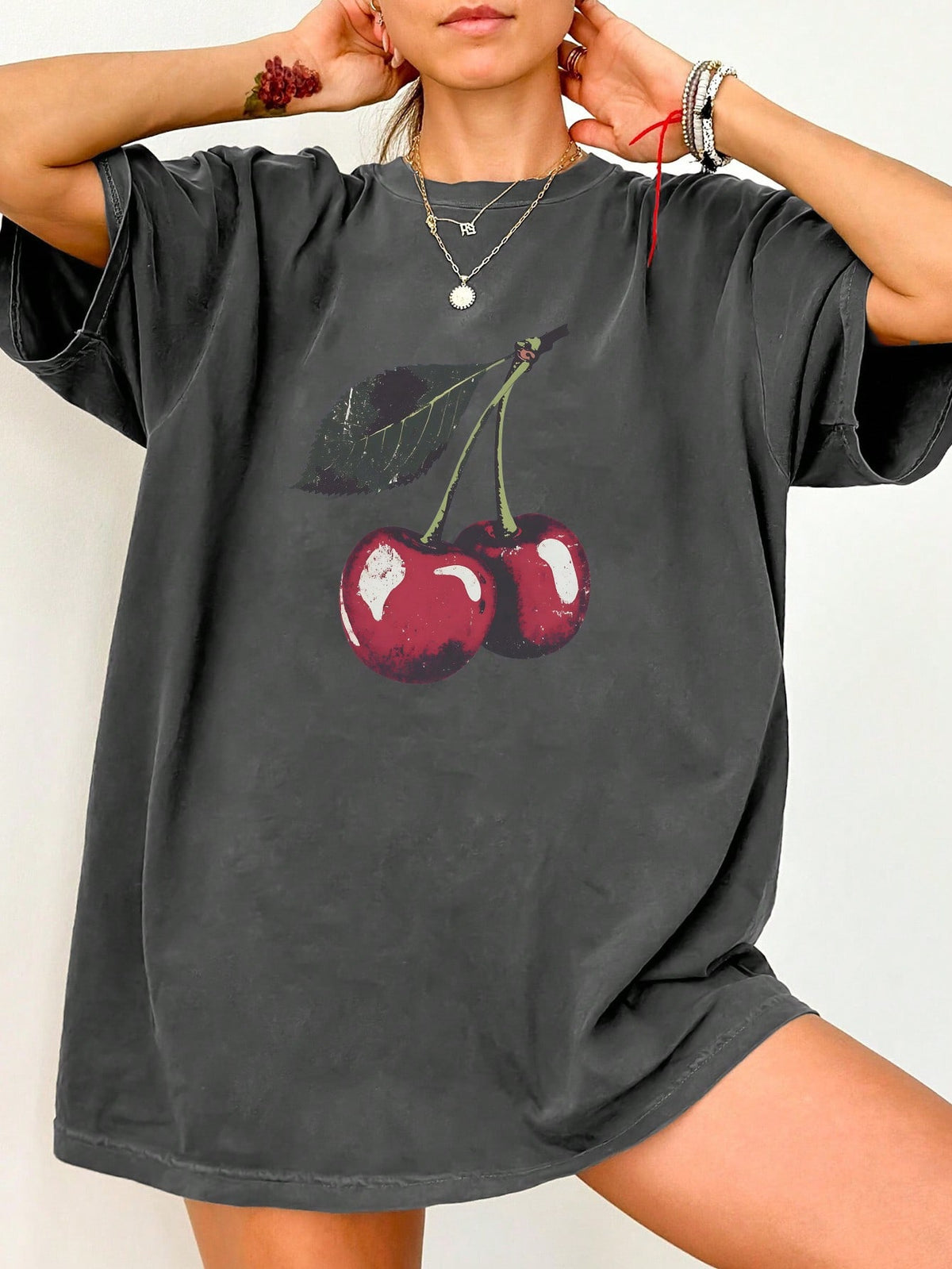 INAWLY Women's Round Neck Drop Shoulder T-Shirt, Minimalist & Fashionable, Suitable For Summer