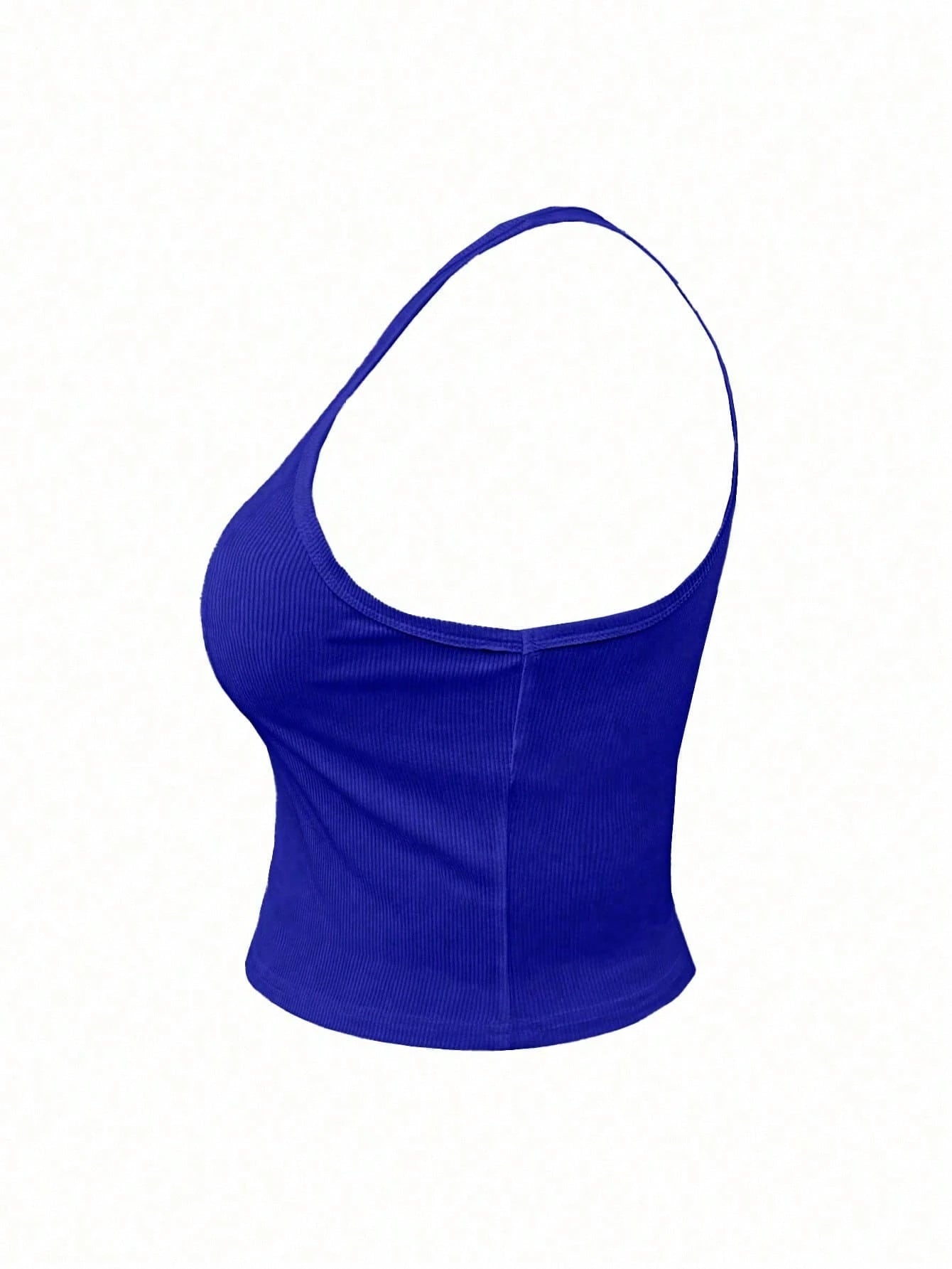 INAWLY Women's Solid Color Crew Neck Sleeveless Ribbed Fitted Tank Top, Summer Everyday Royal Blue Casual