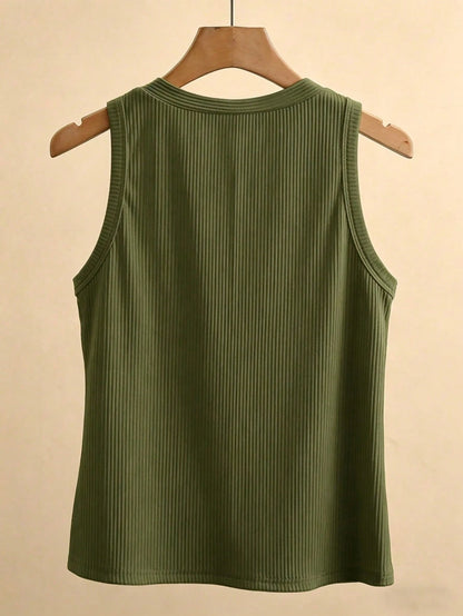 INAWLY Women's Solid V-Neck Casual Versatile Daily Wear Top