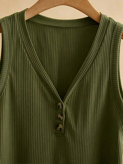 INAWLY Women's Solid V-Neck Casual Versatile Daily Wear Top
