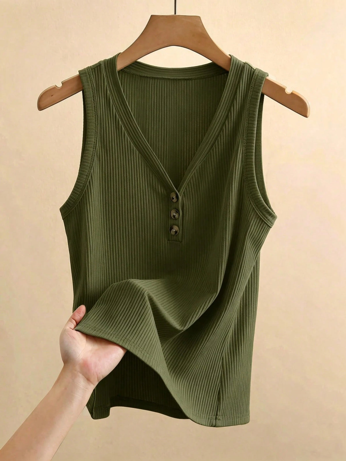 INAWLY Women's Solid V-Neck Casual Versatile Daily Wear Top
