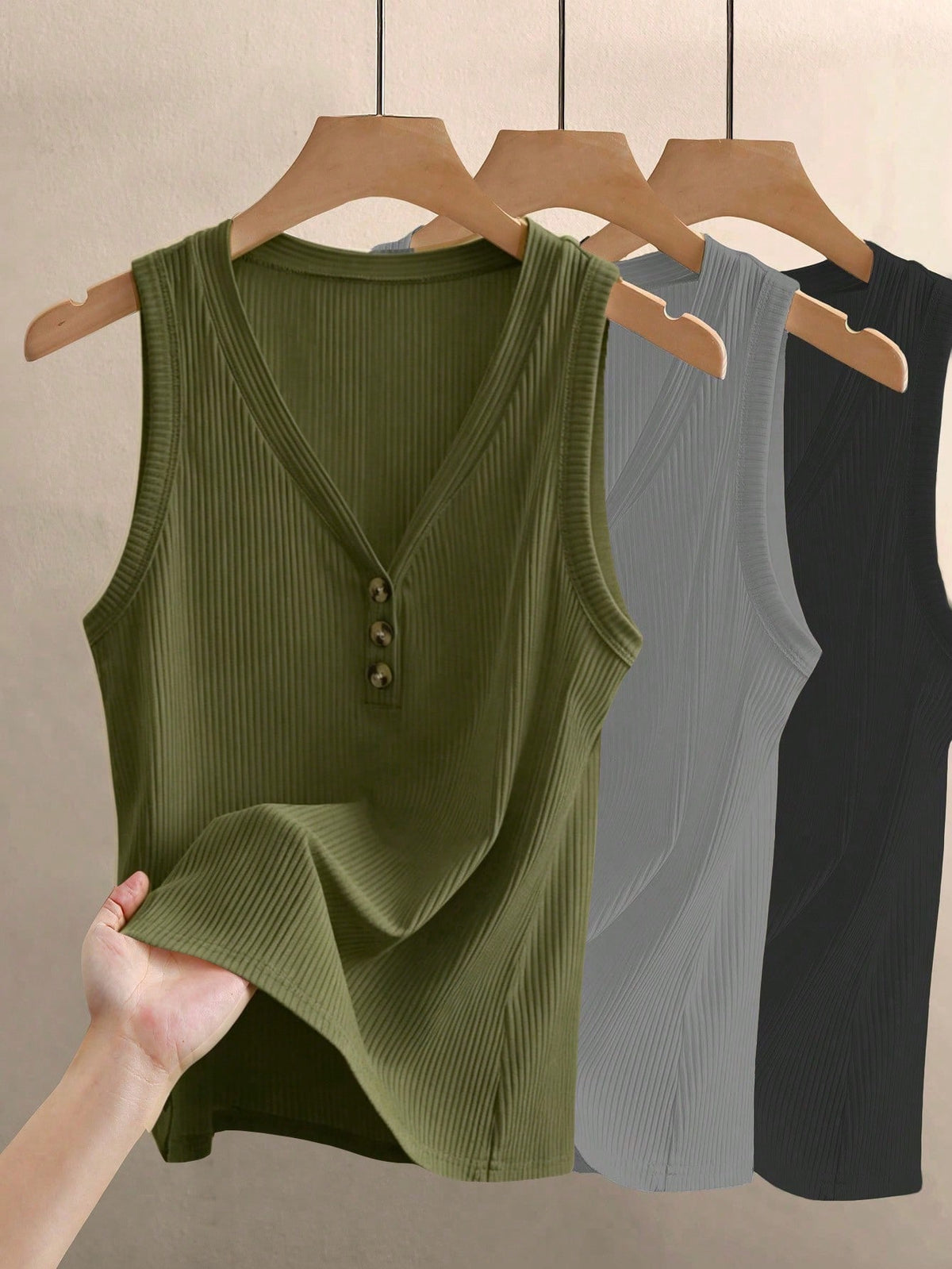 INAWLY Women's Solid V-Neck Casual Versatile Daily Wear Top