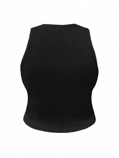 INAWLY Women's Summer Solid Color Round Neck Slim Fit Tank Top