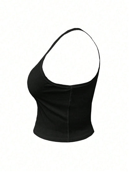 INAWLY Women's Summer Solid Color Round Neck Slim Fit Tank Top
