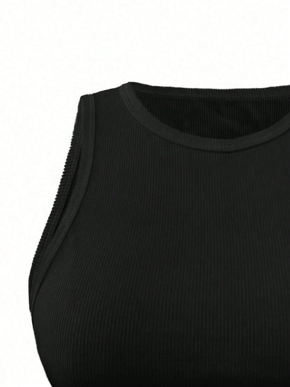 INAWLY Women's Summer Solid Color Round Neck Slim Fit Tank Top