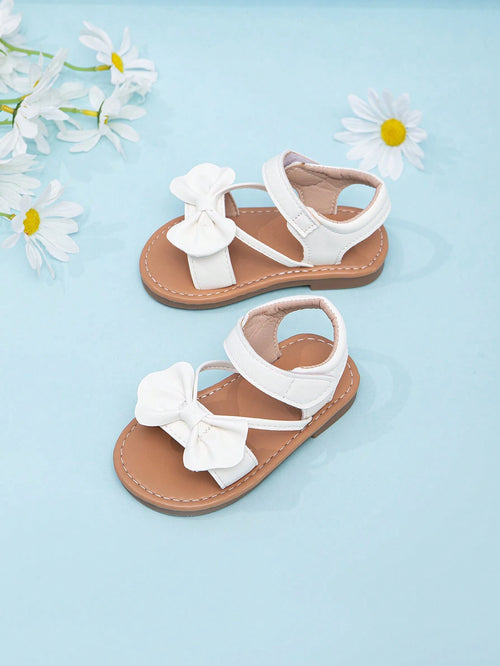Infant & Toddler Girls Cute Bow Decor White Sandals
