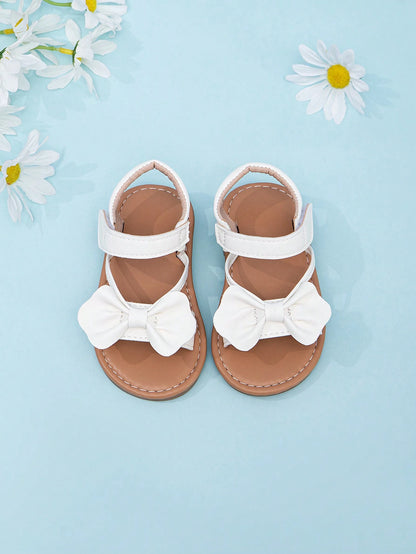 Infant & Toddler Girls Cute Bow Decor White Sandals