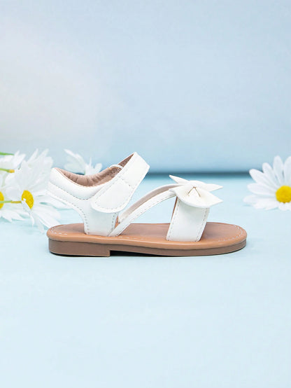 Infant & Toddler Girls Cute Bow Decor White Sandals