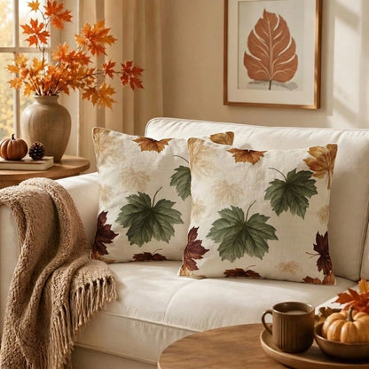 INGIFTA 1pc/2pc Fall Decorative Throw Pillow Cover, Fall Decor, Room Decor, Cozy Autumn Leaf Print, Pillow Cover Living Room, Pillow Covers 18*18, Cushion Cover For Sofa Couch And Patio, Pillow Case F