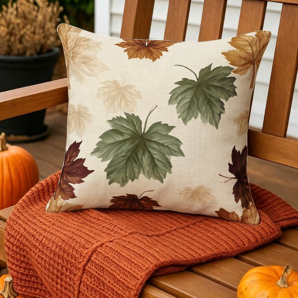 INGIFTA 1pc/2pc Fall Decorative Throw Pillow Cover, Fall Decor, Room Decor, Cozy Autumn Leaf Print, Pillow Cover Living Room, Pillow Covers 18*18, Cushion Cover For Sofa Couch And Patio, Pillow Case F