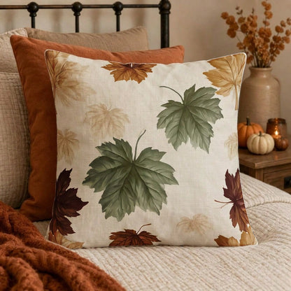 INGIFTA 1pc/2pc Fall Decorative Throw Pillow Cover, Fall Decor, Room Decor, Cozy Autumn Leaf Print, Pillow Cover Living Room, Pillow Covers 18*18, Cushion Cover For Sofa Couch And Patio, Pillow Case F