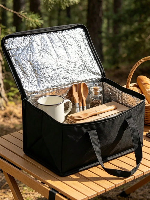 Insulated Cooler Bag For Drinks And Lunch- Portable Design Keeps Food And Drinks Fresh And Cold All Day, Non-Food Contact Material, Suitable For Summer Picnic, Camping, Beach, Available In Blue, Blac