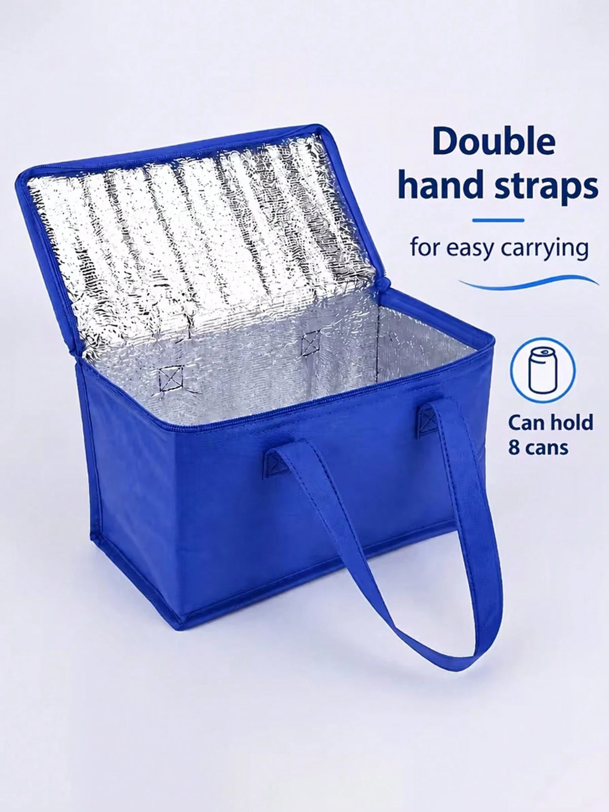 Insulated Cooler Bag For Drinks And Lunch- Portable Design Keeps Food And Drinks Fresh And Cold All Day, Non-Food Contact Material, Suitable For Summer Picnic, Camping, Beach, Available In Blue, Blac