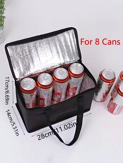 Insulated Cooler Bag For Drinks And Lunch- Portable Design Keeps Food And Drinks Fresh And Cold All Day, Non-Food Contact Material, Suitable For Summer Picnic, Camping, Beach, Available In Blue, Blac