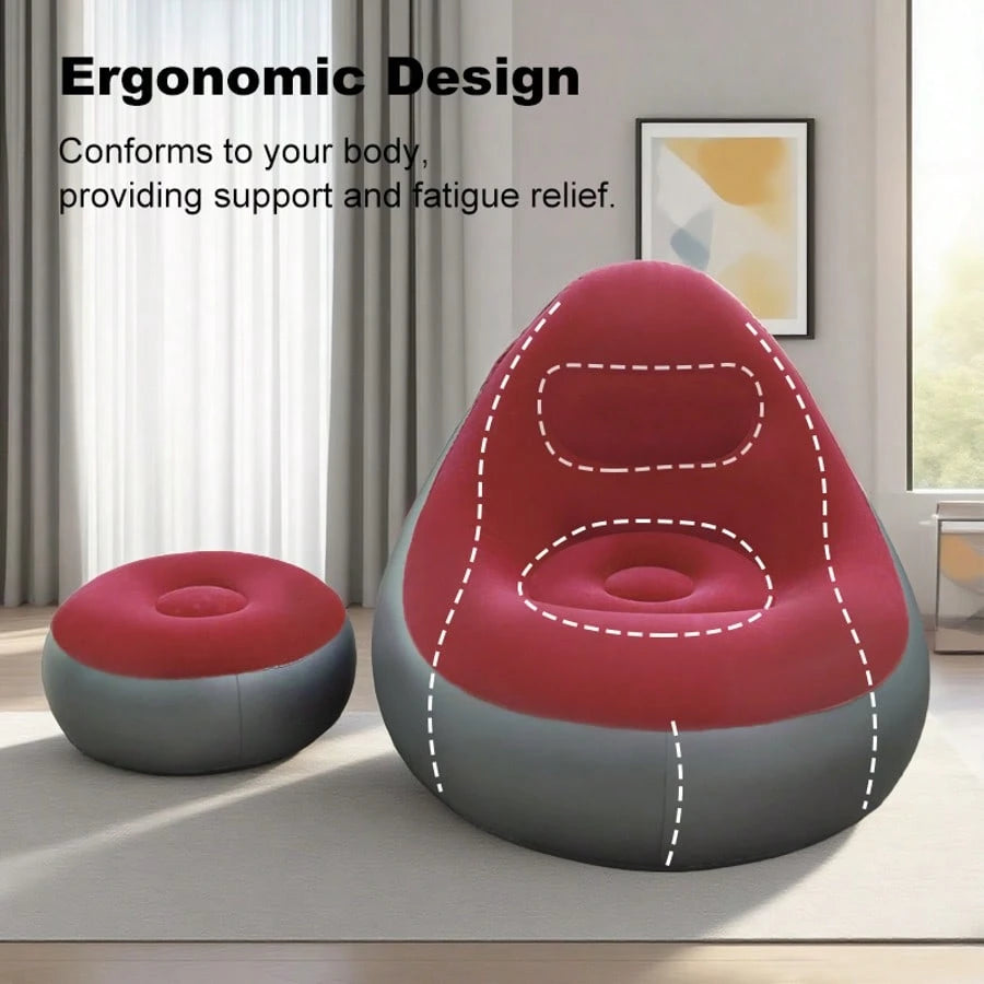 Intex Inflatable Super Lounge, Sofa+Footstool Combination, Inflatable Sofa Chair, Inflatable Lounge Chair, Adult Folding Air Chair, Inflatable Lazy Sofa Very Suitable For Rooms, Camping Or Families, I