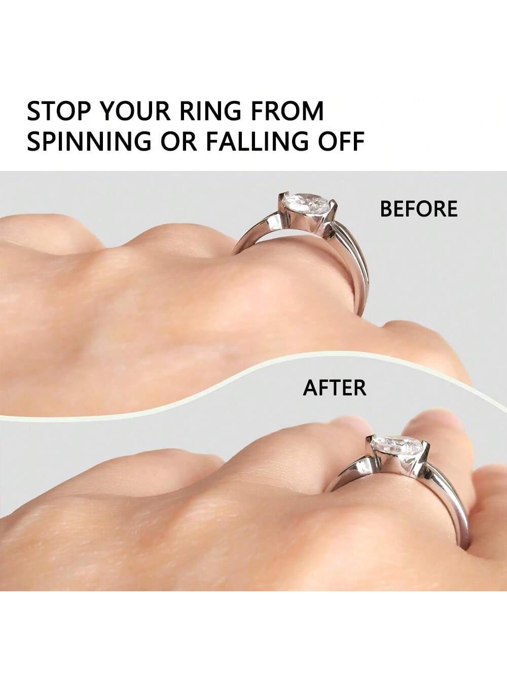 Invisible Ring Sizer- Non-Slip Silicone Ring Adjuster Fits Any Ring Size, Ring Protector For Loose Rings