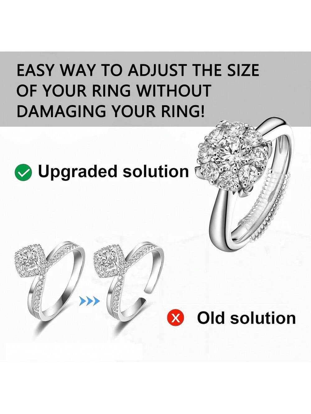 Invisible Ring Sizer- Non-Slip Silicone Ring Adjuster Fits Any Ring Size, Ring Protector For Loose Rings