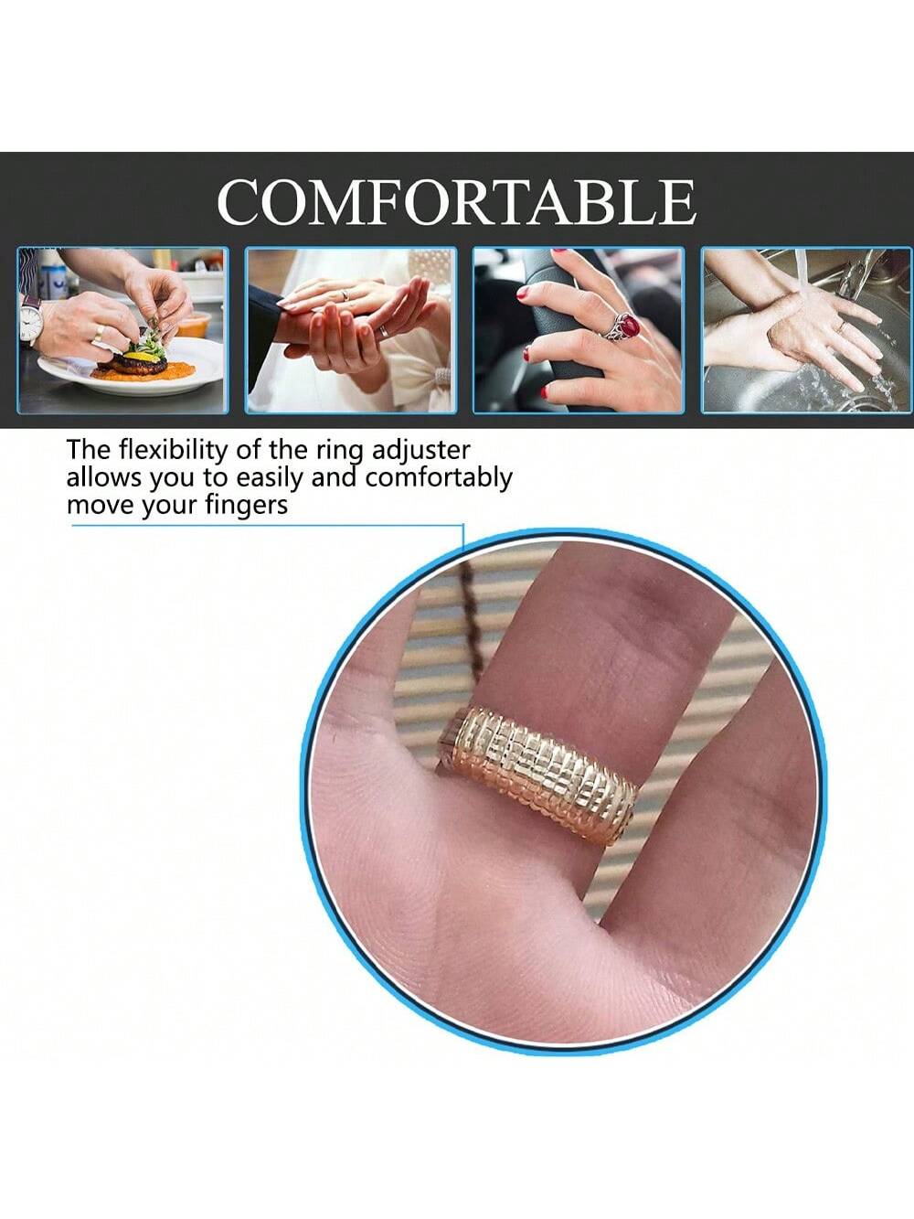 Invisible Ring Sizer- Non-Slip Silicone Ring Adjuster Fits Any Ring Size, Ring Protector For Loose Rings