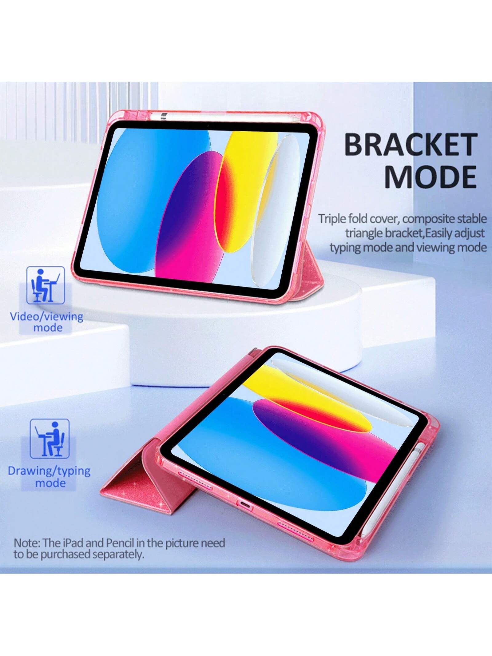 IPad Protective Case With Pen Slot, Compatible With IPad A16/2025, IPad 11th/10th Gen, Suitable For IPad Air 11/M3/M2 Smart Protective Case, Shiny Shell, Also Compatible With IPad Air 4/5