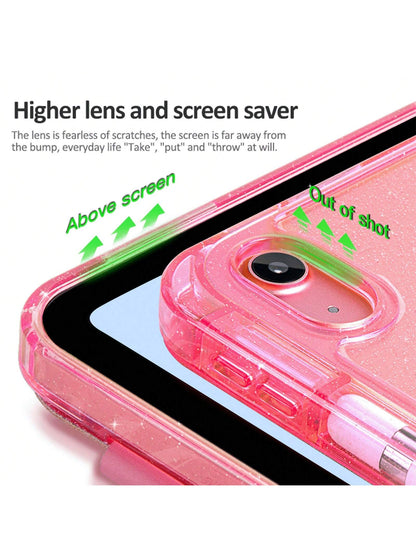 IPad Protective Case With Pen Slot, Compatible With IPad A16/2025, IPad 11th/10th Gen, Suitable For IPad Air 11/M3/M2 Smart Protective Case, Shiny Shell, Also Compatible With IPad Air 4/5