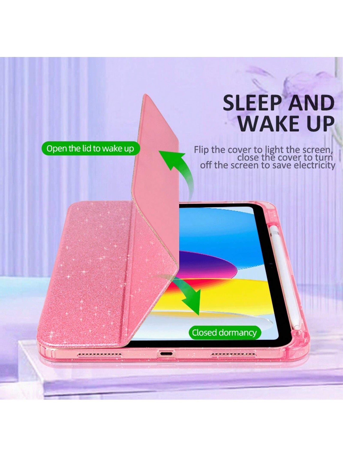 IPad Protective Case With Pen Slot, Compatible With IPad A16/2025, IPad 11th/10th Gen, Suitable For IPad Air 11/M3/M2 Smart Protective Case, Shiny Shell, Also Compatible With IPad Air 4/5