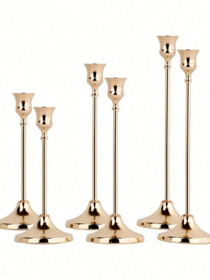 Iron Taper Candle Holder,Decorative Candle Stand- Candlestick Holder For Wedding, Dinning, Party- Antique Brass,Fireplace Decor Candelabra Table Decor Pillar Candle Holder For Wedding,Home Decor, Ho