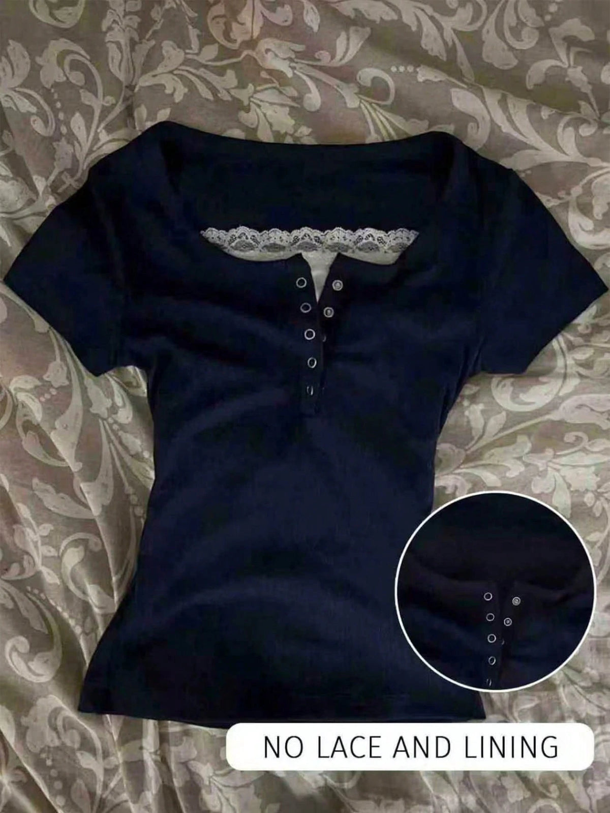 IslaSuriya Glimmora Y2KStyle Women's Casual Commuting Press Buttoned Short Sleeve Fitted T-Shirt, Without Lining, Summer