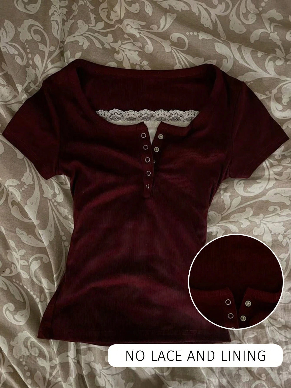 IslaSuriya Glimmora Y2KStyle Women's Casual Commuting Press Buttoned Short Sleeve Fitted T-Shirt, Without Lining, Summer