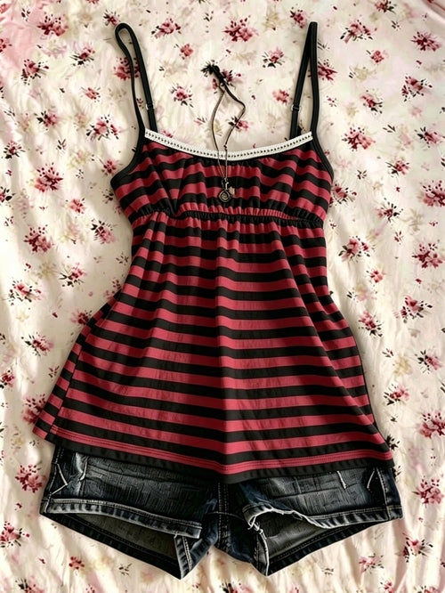 IslaSuriya Summer Casual Retro Y2K Striped Women's Camisole Tank Top