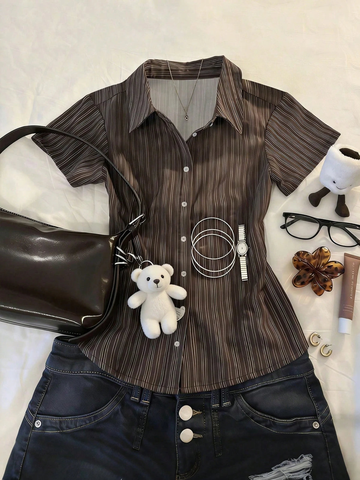 IslaSuriya Women's Casual Comfortable Shirt/ Fashion Striped Color-Block Single-Buckle Shirt/ Casual Style/ Daily Wear/ Summer