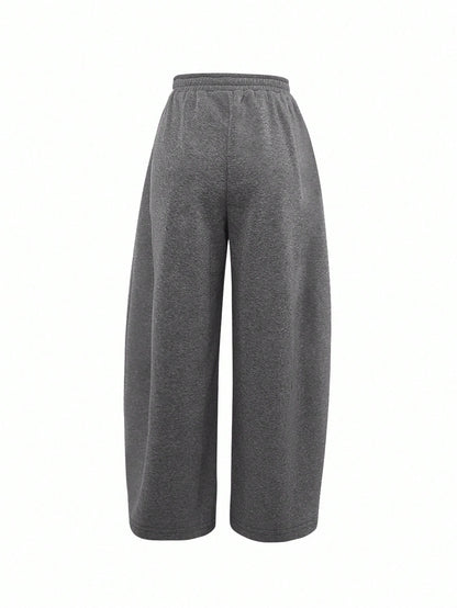 IslaSuriya Women's Solid Color Elastic Waist Loose Casual Sweatpants