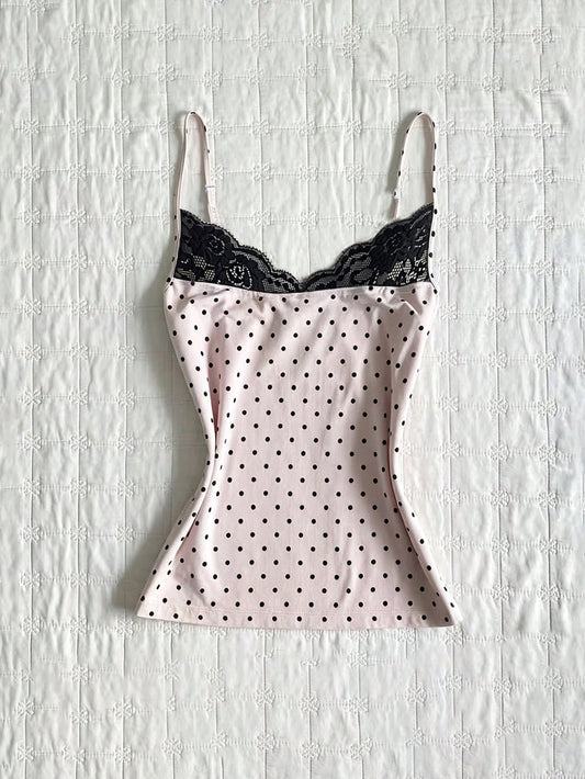 IslaSuriya Women's Summer Polka Dot Lace Collar Camisole