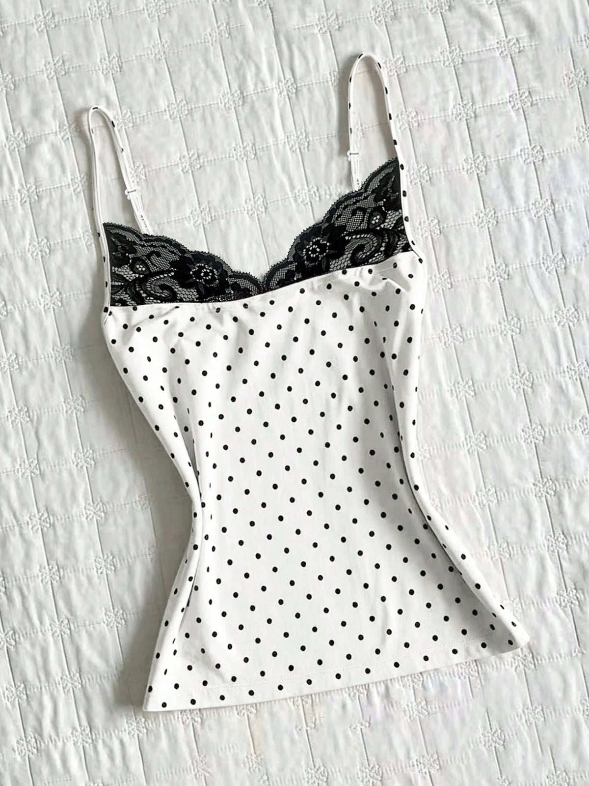 IslaSuriya Women's Summer Polka Dot Lace Collar Camisole