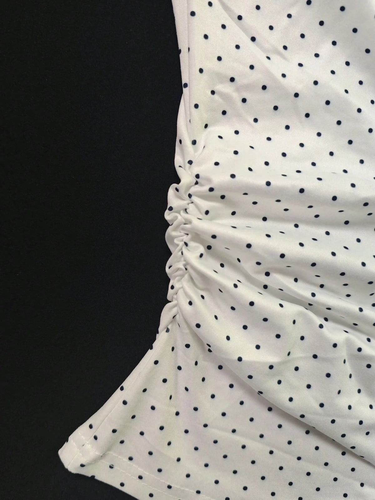 IslaSuriya Women's Summer Polka Dot Print Ruched Off-Shoulder T-Shirt