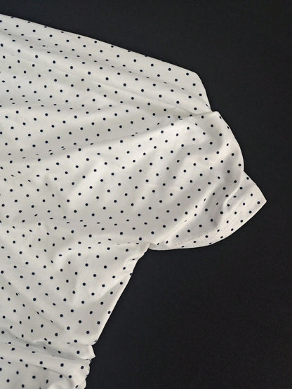 IslaSuriya Women's Summer Polka Dot Print Ruched Off-Shoulder T-Shirt