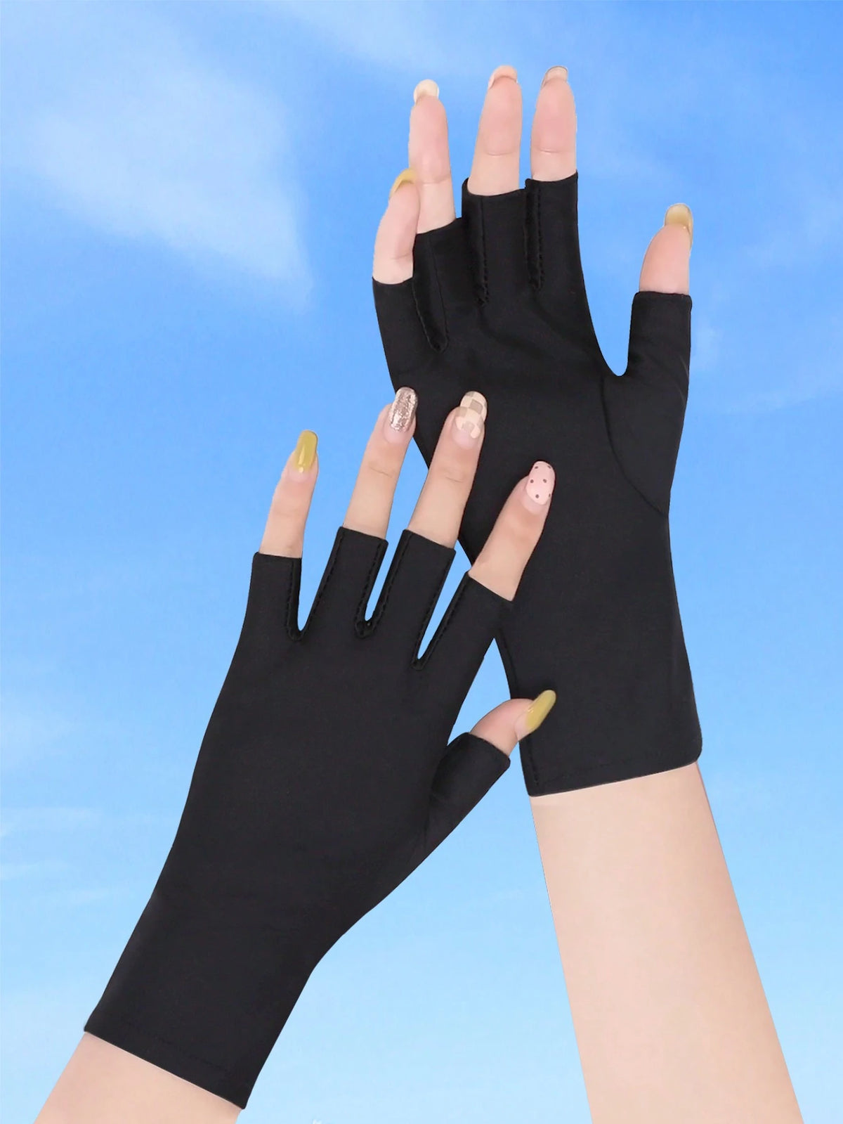 iwarm 1pair Women UV Protection Half Finger Gloves