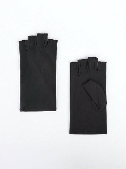 iwarm 1pair Women UV Protection Half Finger Gloves