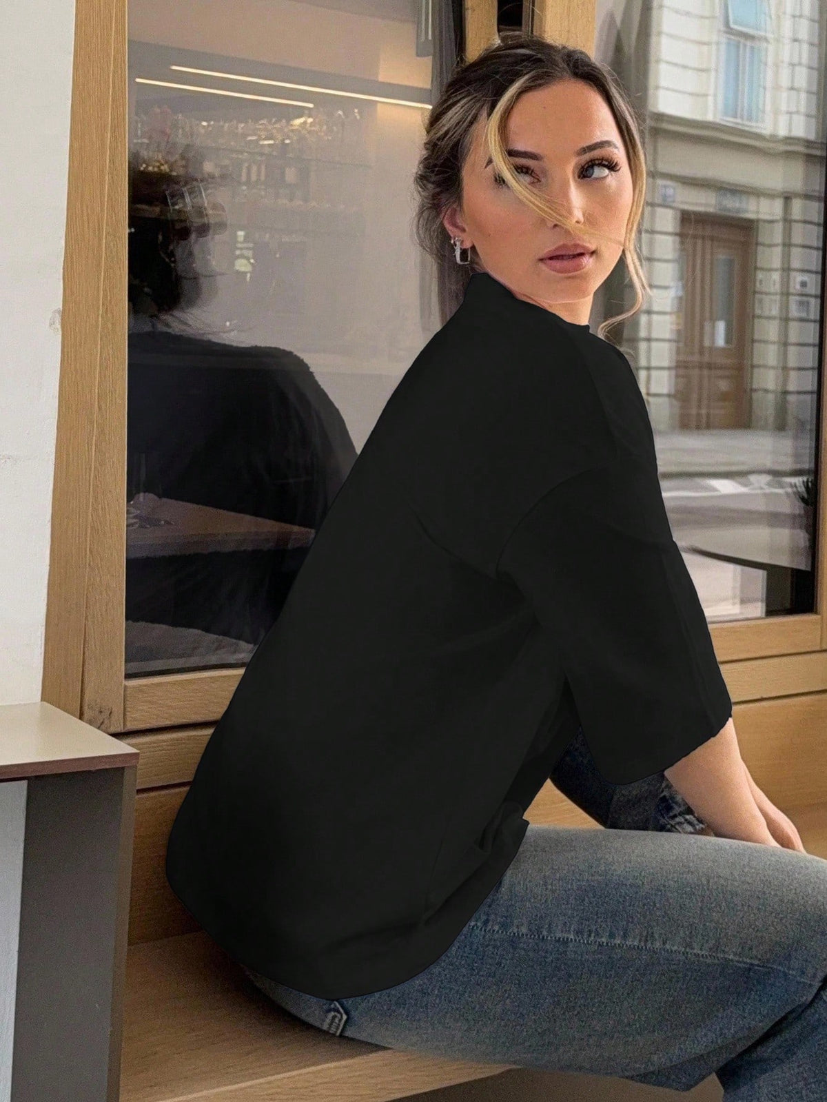 Jeta Ari Summer Loose Business Casual Plain Short Sleeve T-Shirt For Women Oversized T-Shirt