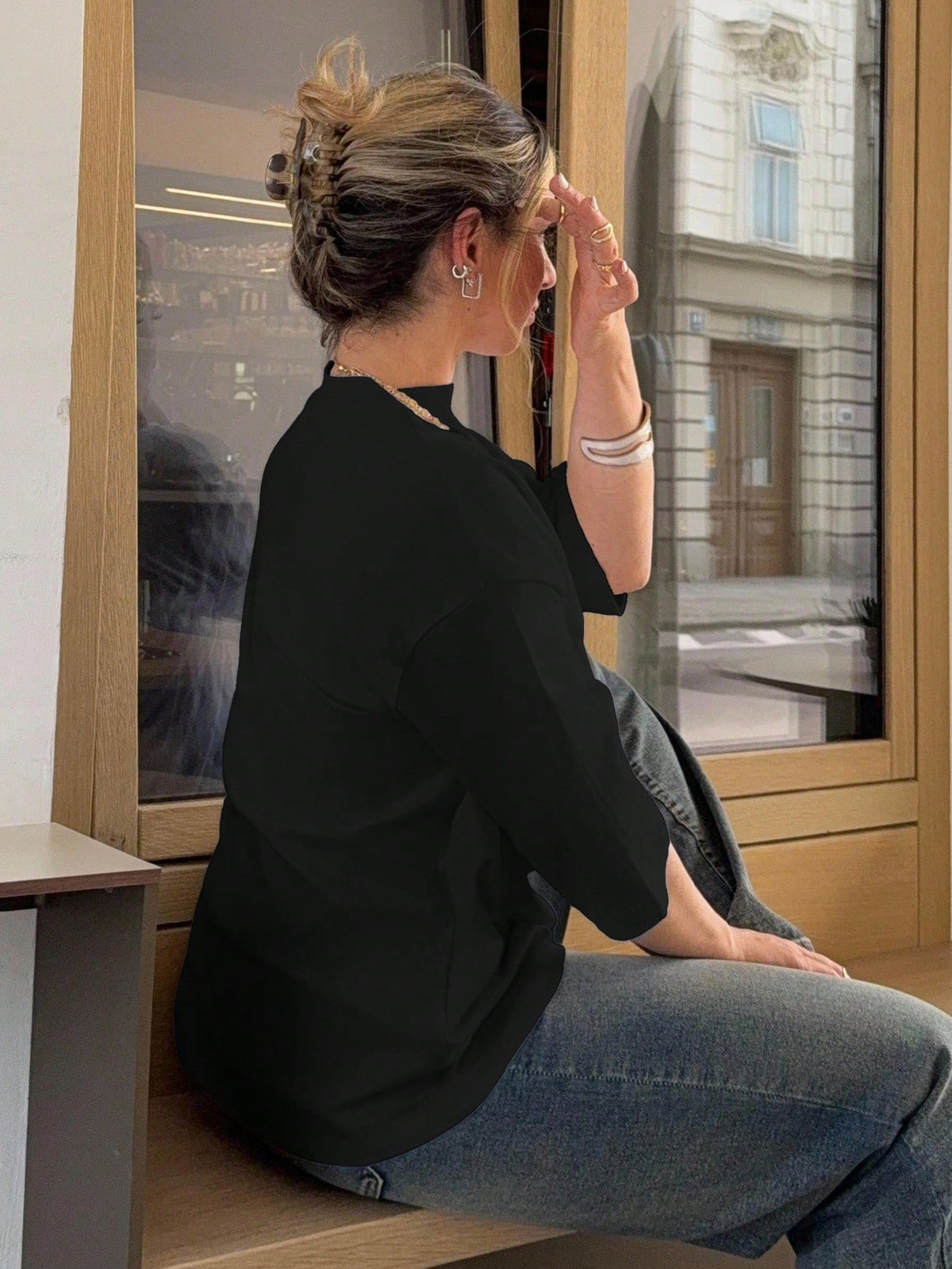 Jeta Ari Summer Loose Business Casual Plain Short Sleeve T-Shirt For Women Oversized T-Shirt