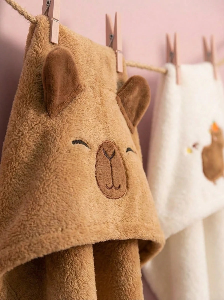 Joivida 1 Pc Cute Cartoon Capybara Plush Dry Hair Cap Good Absorbent Quick Dry Coral Velvet Shower Cap For Women Kawaii Hair Towel Home Bathroom Decor Summer Back To