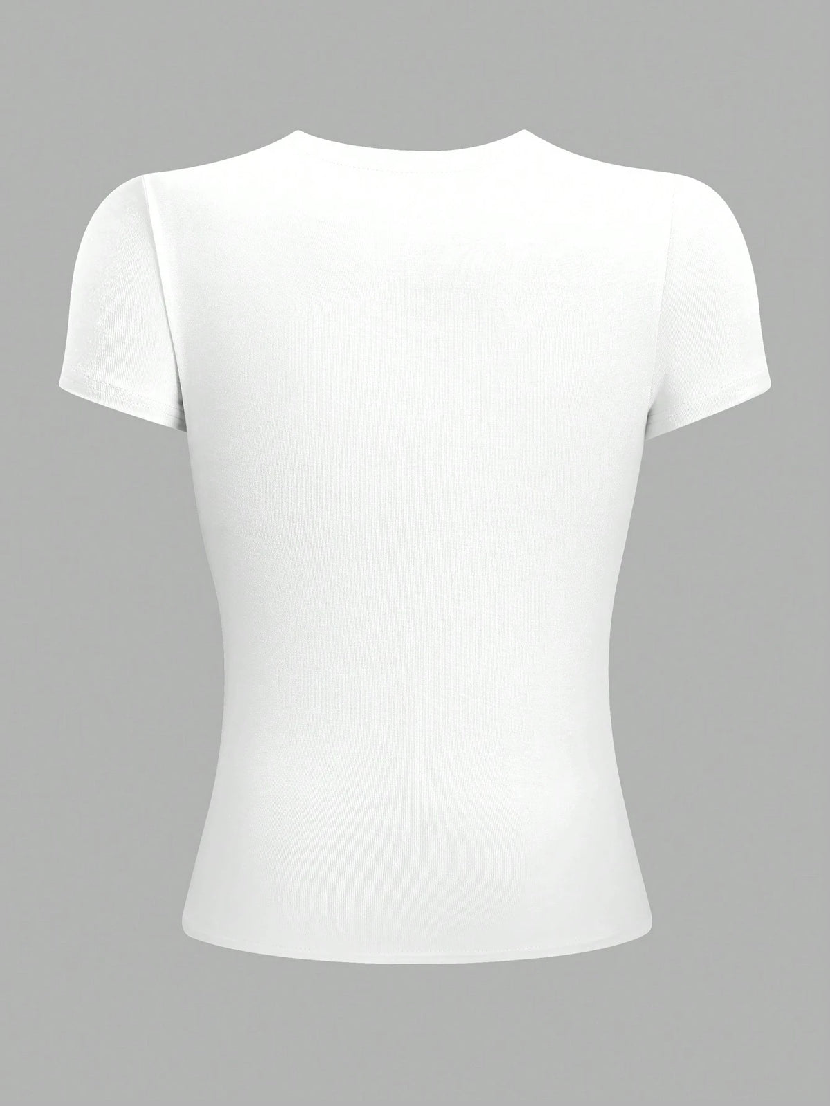 Jouncy Women Casual Versatile Fitted White Cropped Round Neck T-Shirt