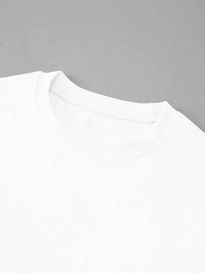 Jouncy Women Casual Versatile Fitted White Cropped Round Neck T-Shirt