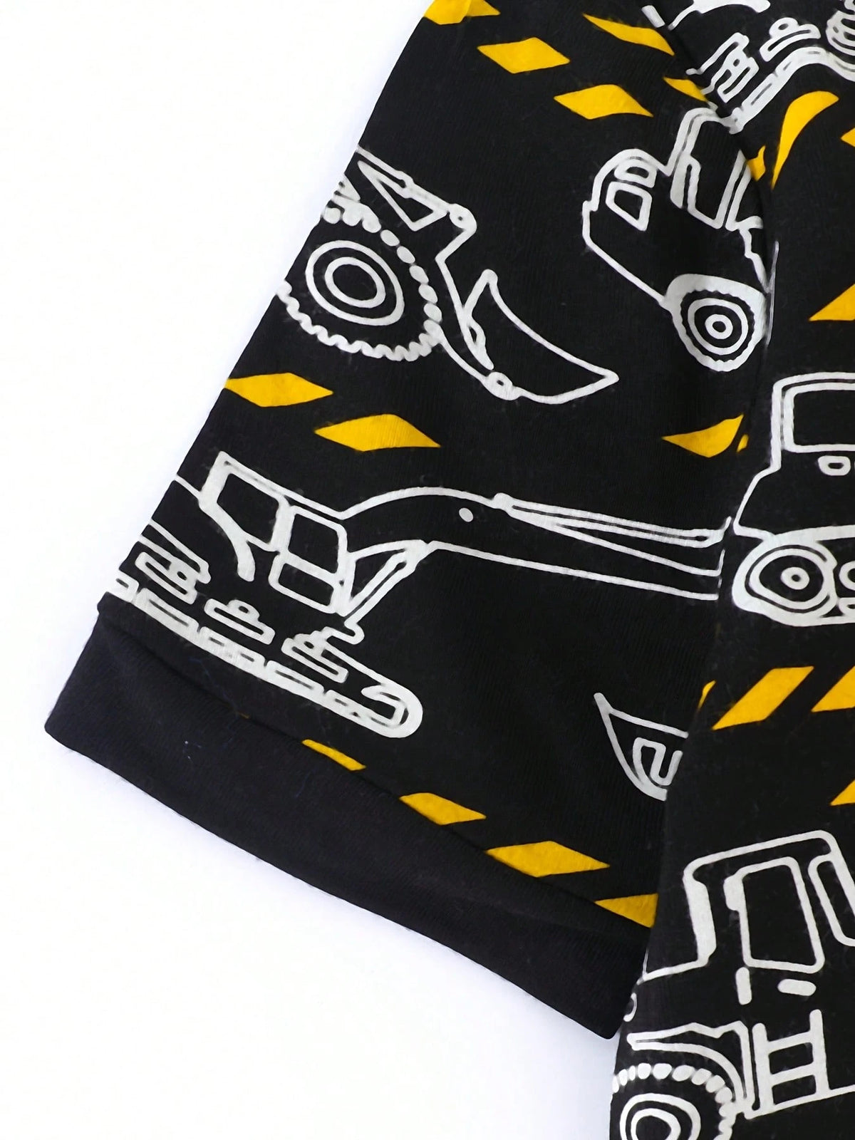 JUNBLEBABY Boys Bamboo Fiber Short Sleeve Romper, Double Zipper Easy Diaper Change, Black White Excavator Print, Summer Outdoor Outfit For 0-24M Baby