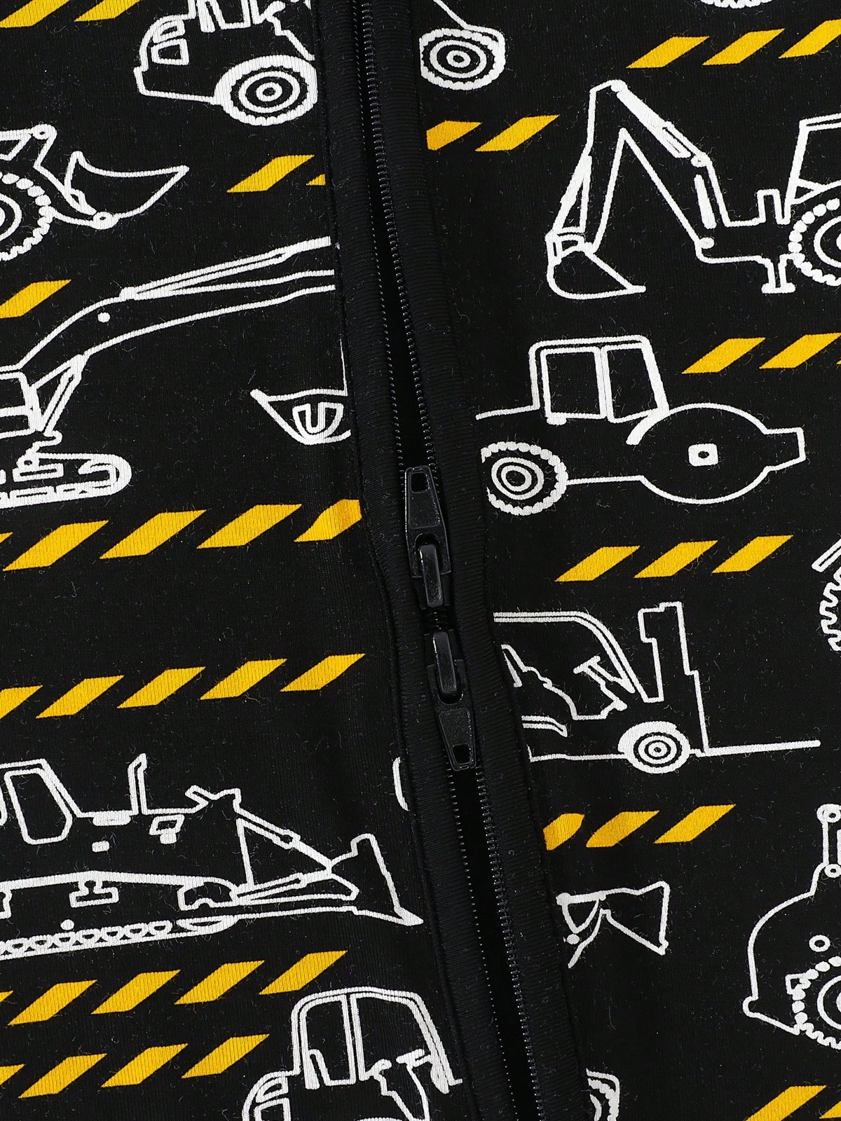 JUNBLEBABY Boys Bamboo Fiber Short Sleeve Romper, Double Zipper Easy Diaper Change, Black White Excavator Print, Summer Outdoor Outfit For 0-24M Baby