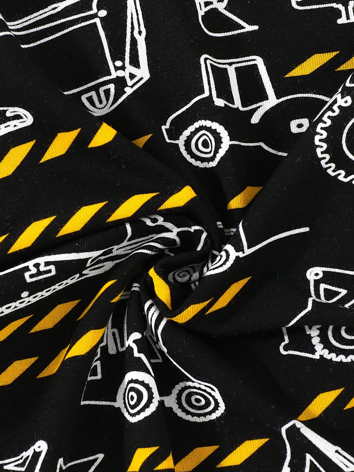 JUNBLEBABY Boys Bamboo Fiber Short Sleeve Romper, Double Zipper Easy Diaper Change, Black White Excavator Print, Summer Outdoor Outfit For 0-24M Baby