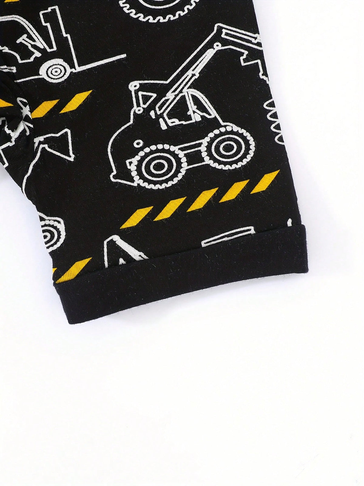 JUNBLEBABY Boys Bamboo Fiber Short Sleeve Romper, Double Zipper Easy Diaper Change, Black White Excavator Print, Summer Outdoor Outfit For 0-24M Baby