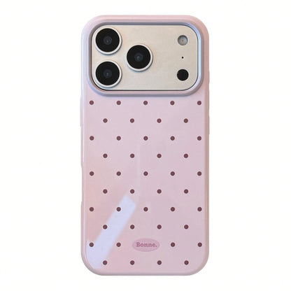 Kavenfort Fashionable INS Style Polka Dot Phone Case, Compatible With 17, 16 Pro, Anti-Drop 15, Macaron Color Block 14, Soft Case 13, Girly, Geometric, Minimalist, Fresh & Simple, Color Block Style, N