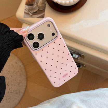 Kavenfort Fashionable INS Style Polka Dot Phone Case, Compatible With 17, 16 Pro, Anti-Drop 15, Macaron Color Block 14, Soft Case 13, Girly, Geometric, Minimalist, Fresh & Simple, Color Block Style, N