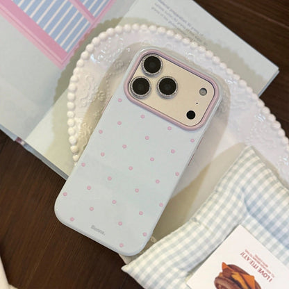Kavenfort Fashionable INS Style Polka Dot Phone Case, Compatible With 17, 16 Pro, Anti-Drop 15, Macaron Color Block 14, Soft Case 13, Girly, Geometric, Minimalist, Fresh & Simple, Color Block Style, N