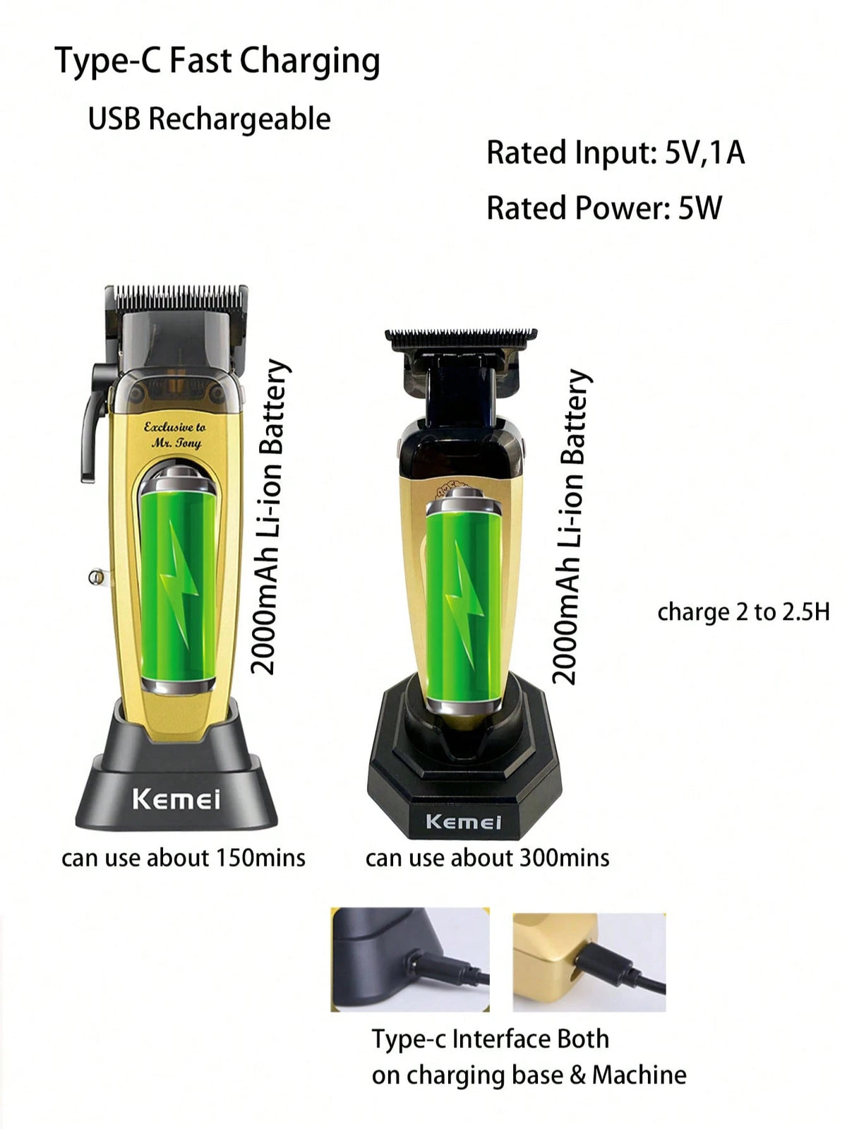 Kemei 2pcs Electric Hair Clipper + Trimmer Set, KM-90-4 And KM-90-5 Electric Hair Clippers, Men's Christmas & New Year Gift, Salon Haircut + Trimming Set, 0mm Precision Hair Clipper, Beard Trimmer KM
